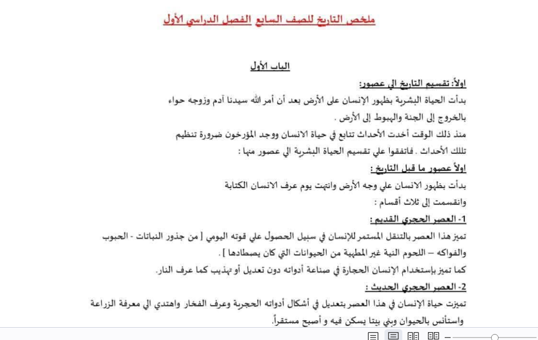 ملخص تاريخ الصف السابع مناهج ليبيا pdf