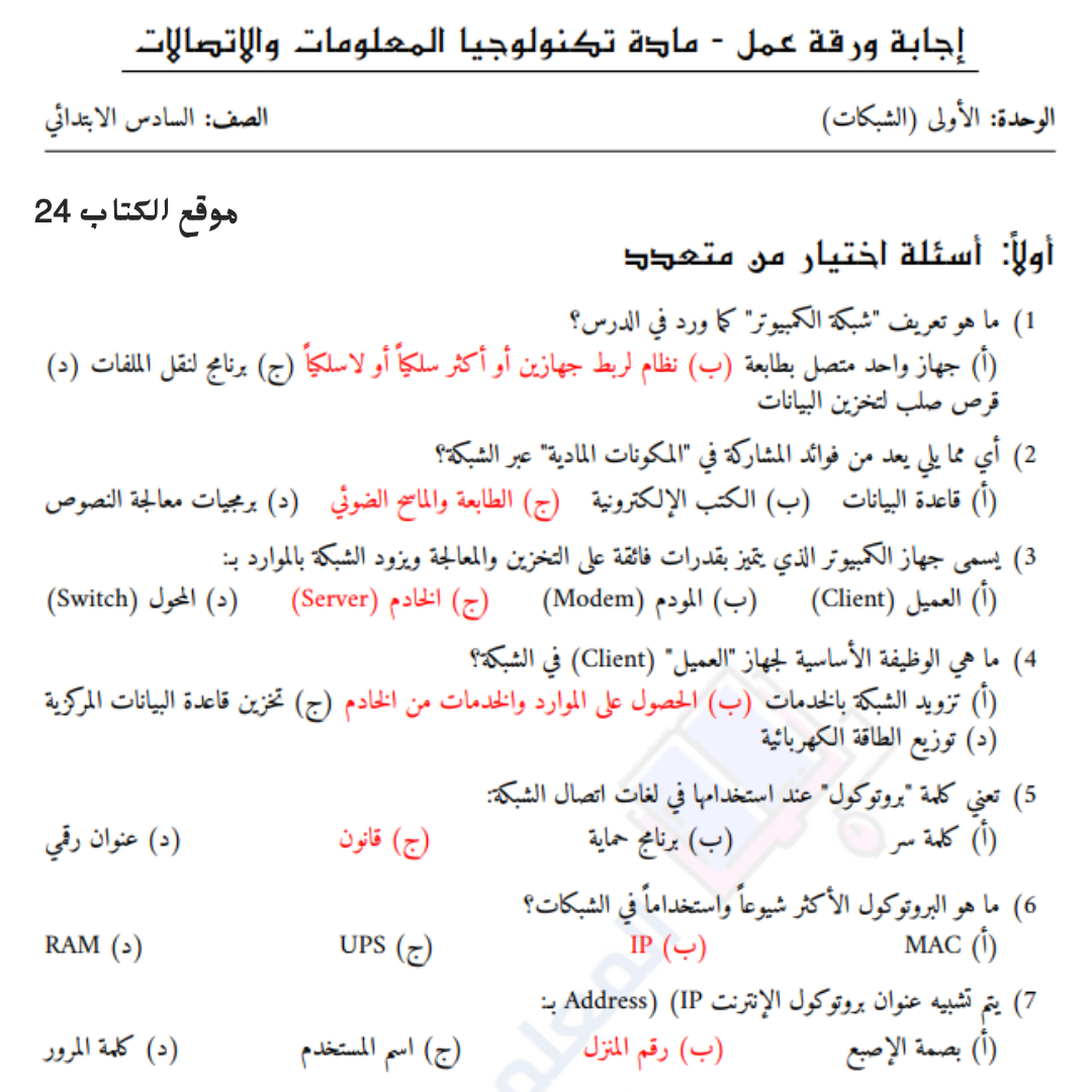 اوراق عمل تكنولوجيا المعلومات والاتصالات سادس السودان pdf