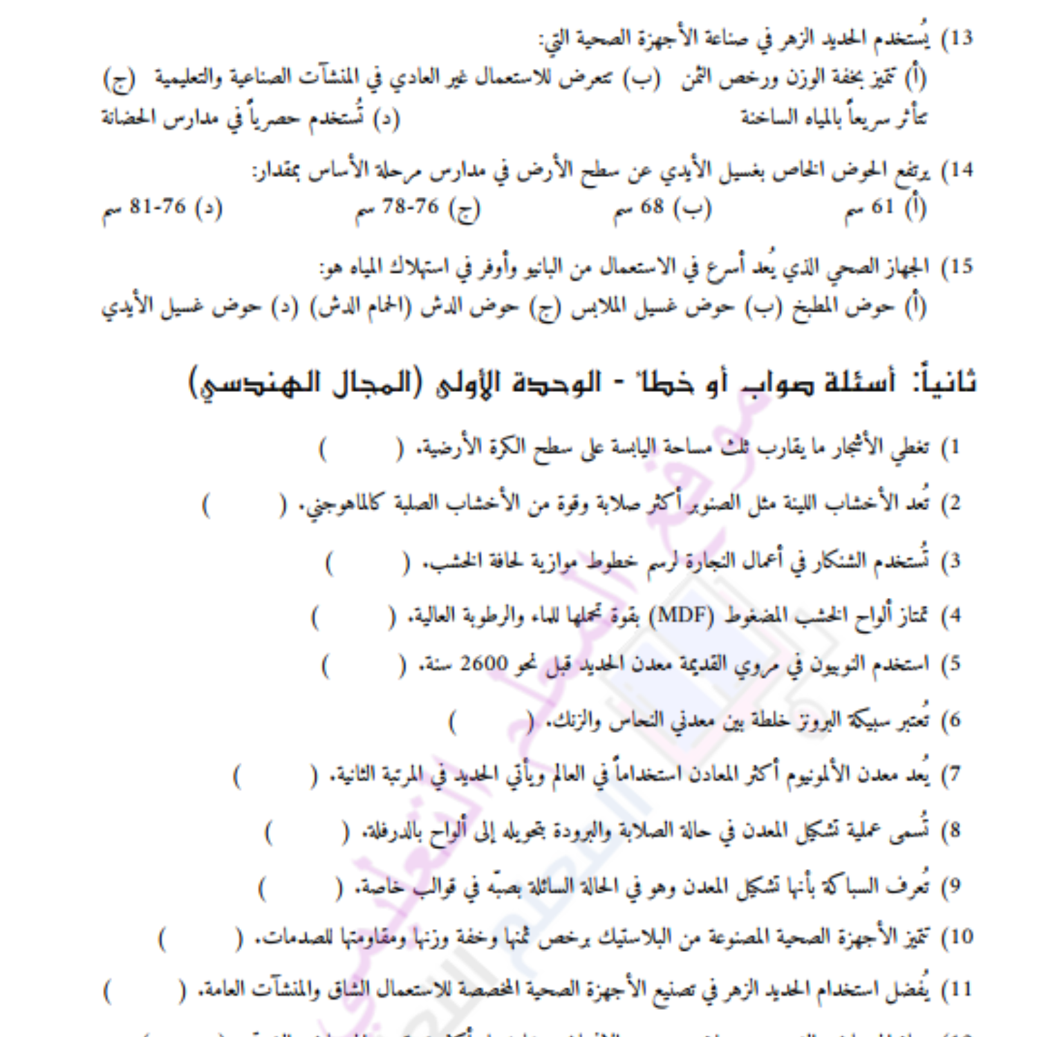 اوراق عمل التربية التقنية ثاني متوسط مناهج السودان 2027 pdf